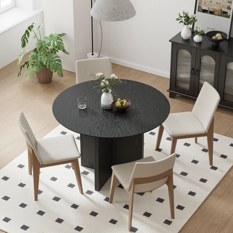 Roud Wooden Dining Table Kitchen Table with Cross Pedestal