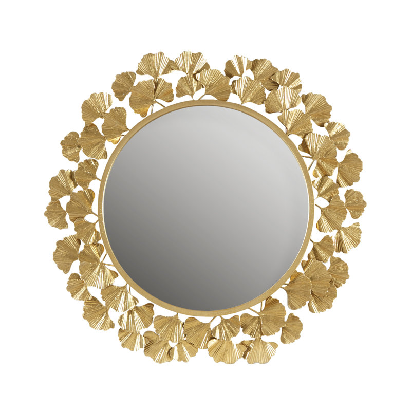 Martha Stewart Eden Gingko Leaf Round Wall Mirror 30.5"