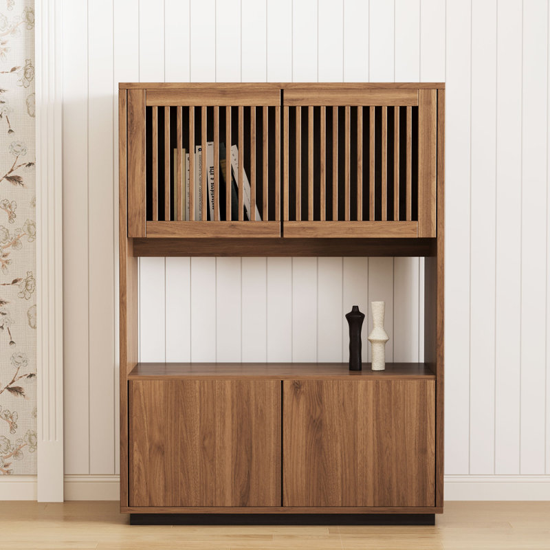 Roanoke 33.46in Double-door Storage Cabinet With External Storage Shelves