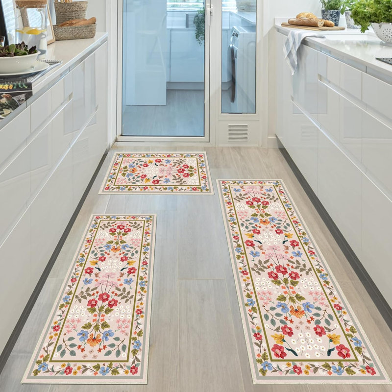 Boho Kitchen Rug Sets 3 Piece Non Slip Washable Kitchen Mats,Kitchen Decor