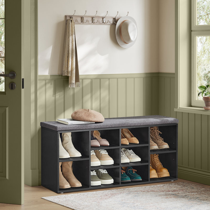 Arney 10 Pair Shoe Storage Bench with Adjustable Shelves
