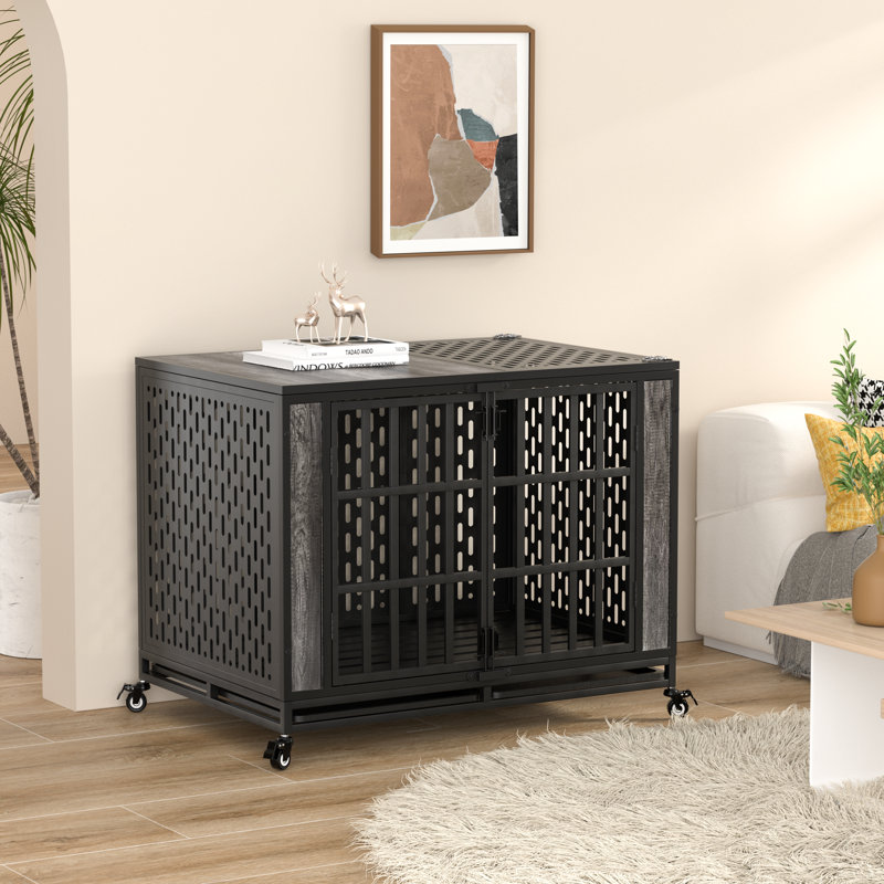 Heavy Duty Dog Crate Furniture, Escape Proof Large Medium Kennel for High Anxiety Dogs