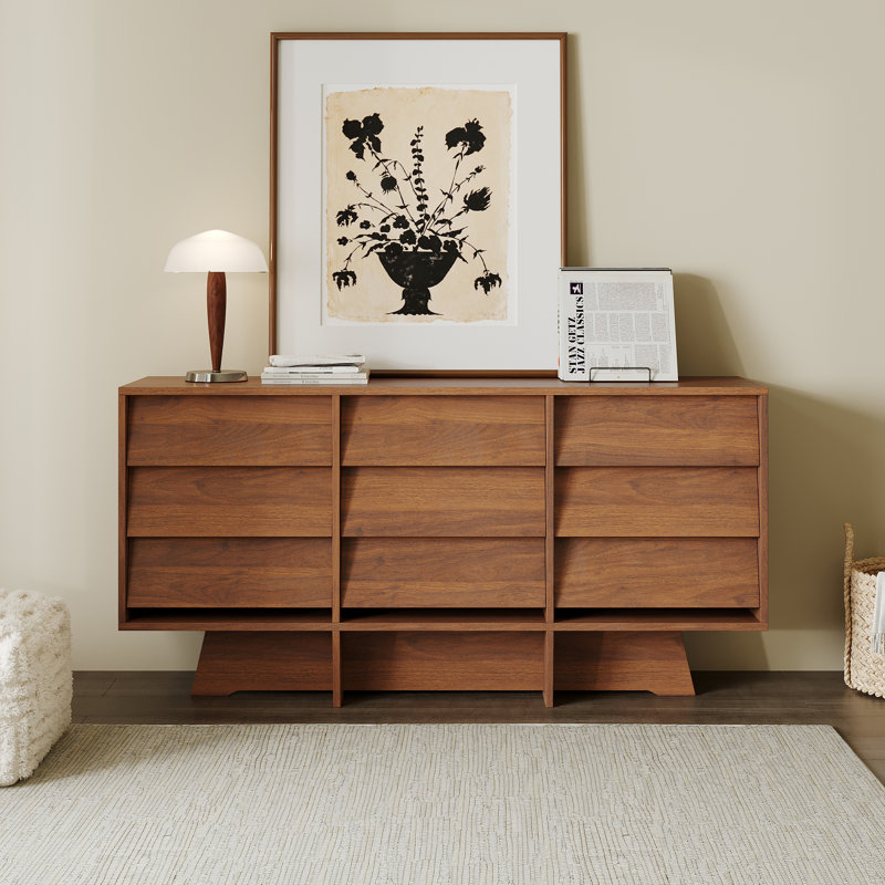 59" Buffet Cabinet with 9 Drawers, Wood Sideboard Large Console Table