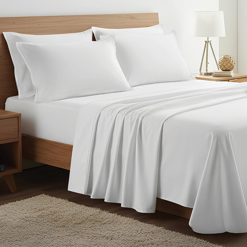 Bedroom 100% Organic Viscose From Bamboo Sheets Set, 300 Thread Count, Cooling Bedding Sheets for Hot Sleepers, Flat, Fitted, Pillowcase