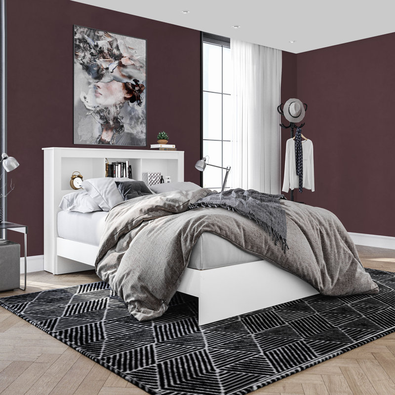 Zythum Platform Bed with Bookcase Headboard