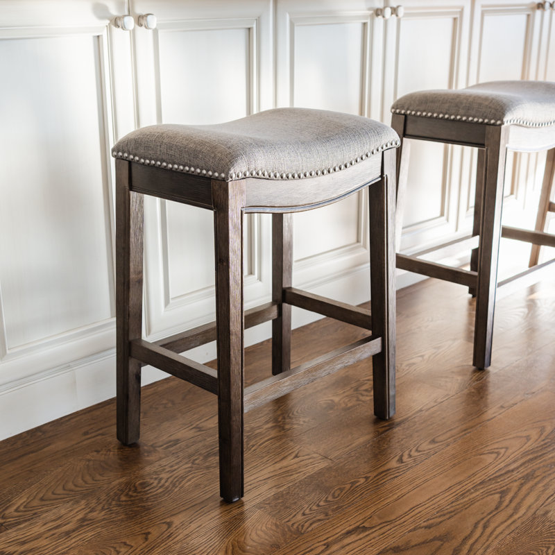 Maven Lane Adrien Backless Saddle Kitchen Stool with Fabric Upholstery