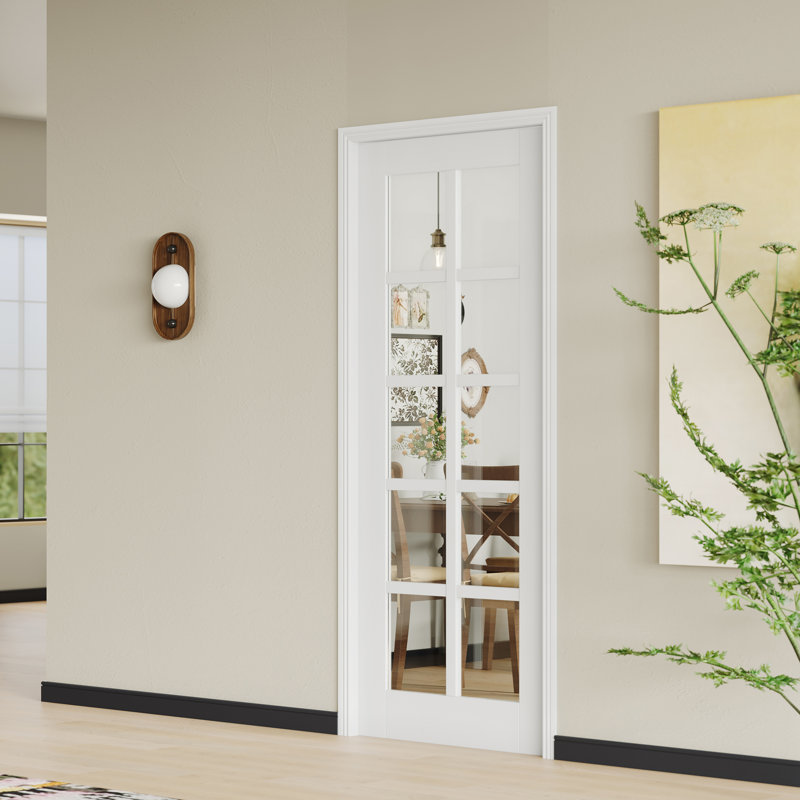 Prehung 10-Lite Clear Glass Interior Door White Solid Wood With Adjustable Jamb & Hardware