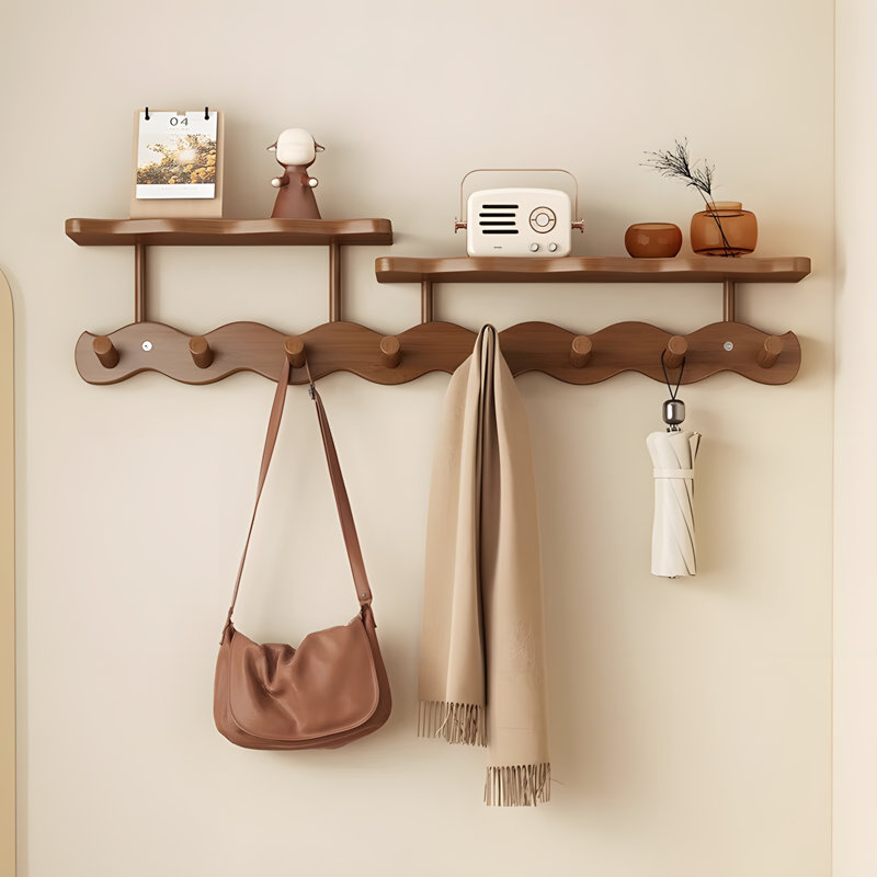Wave Wall Hooks For Entryway Bedroom Door No Drill Hanging Organizer Coat Rack Storage Shelf