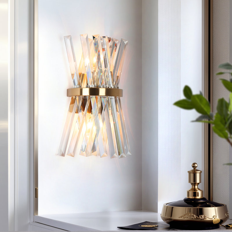 Josse 2-Light 8'' W Crystal Gold Glam Wall Sconce