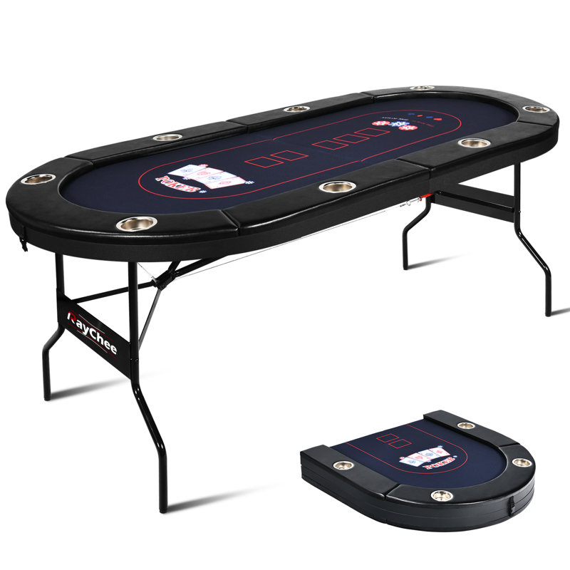 72" 8-Player Foldable Poker Table with Padded Rails and Cup Holders