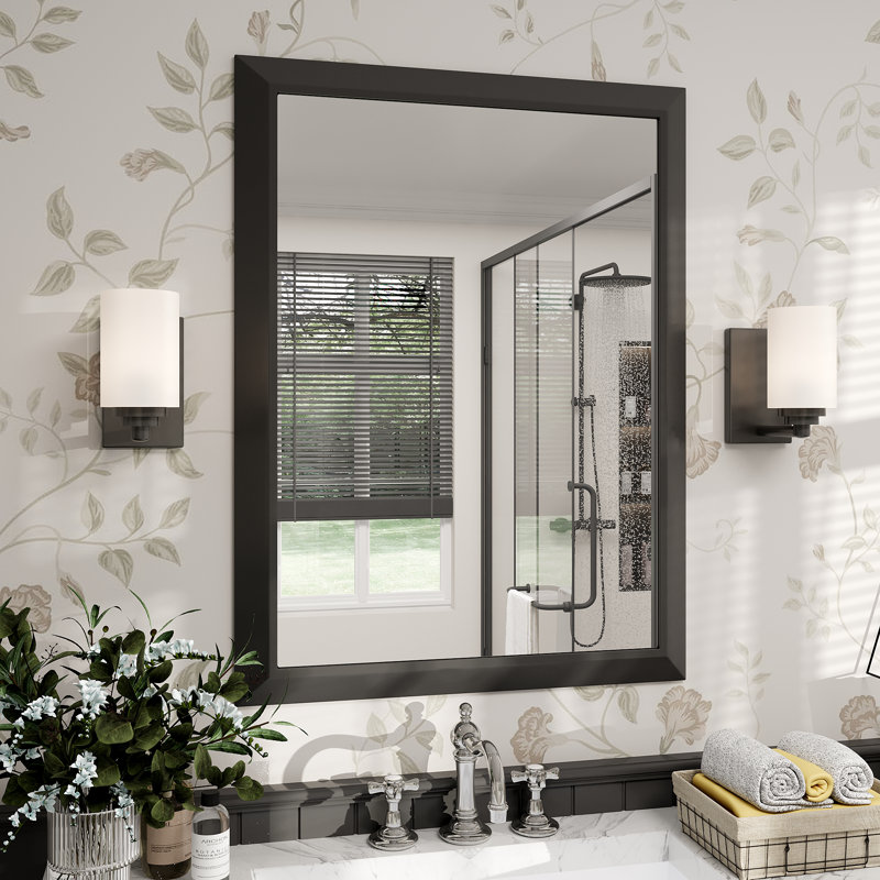 Molly Tempered Glass Metal Beveled Framed Wall Mounted Vanity Rectangular Mirror