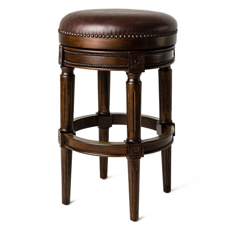 Maven Lane Pullman Backless Swivel Kitchen Stool with Faux Leather Seat