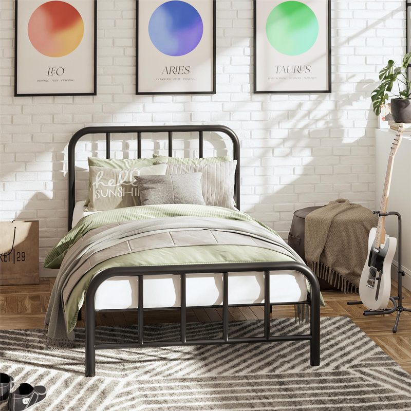 Wojcik Twin Metal Bed Frame with Headboard