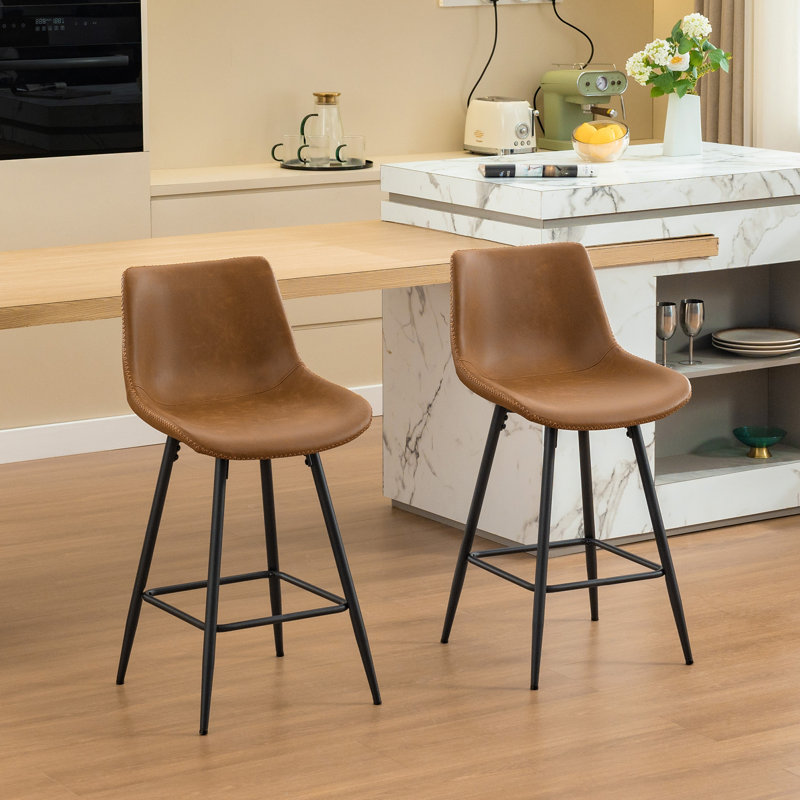 (Similar to stock photo) Faux Leather Modern Dining Bartools Stools