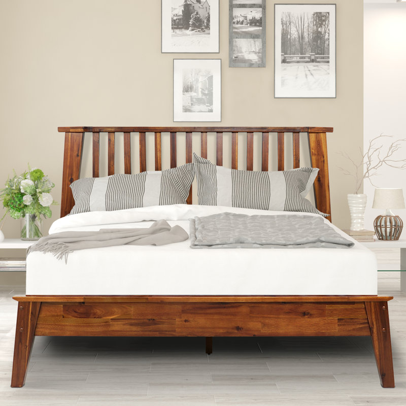 Kaylin Premium Solid Wood Platform Bed Frame with Headboard – 800 lb Capacity, No Box Spring Needed, Fits All Mattresses, 5-Year Warranty