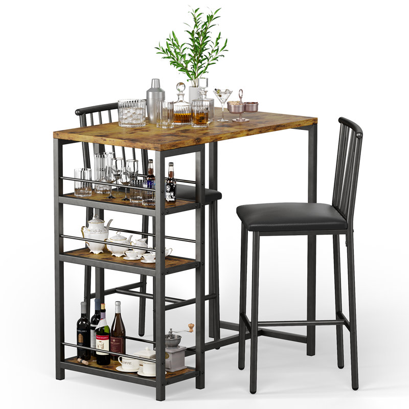 Tabiatha 2 - Person Counter Height Bar Table Set with 2 Upholstered Stool Chairs