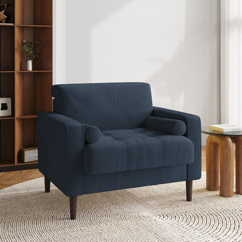 Iliana 34.6'' Wide Square Arm Tufted Club Chair with 2 Pillows