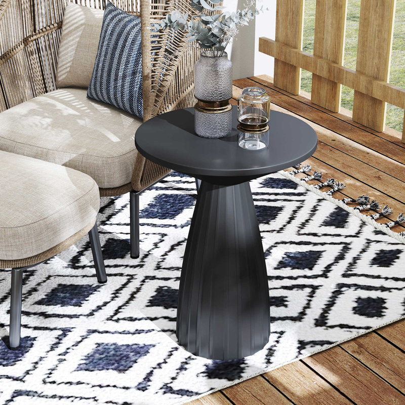 Small Patio Side Table, Metal Outdoor Side Table No Assembly
