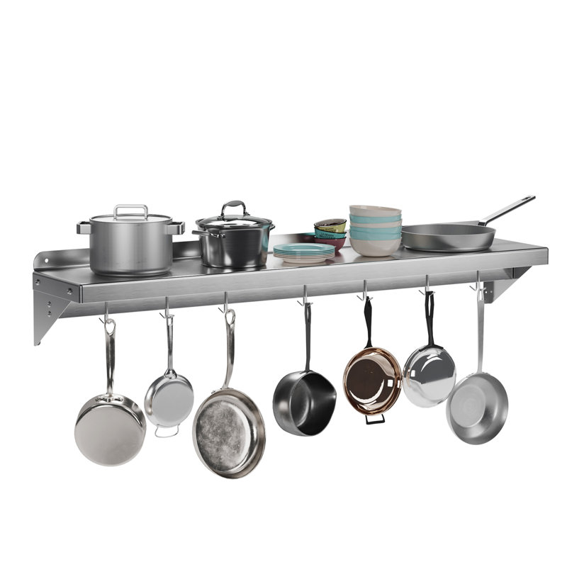 Stainless Steel Flat Wall Mounted Pot Rack