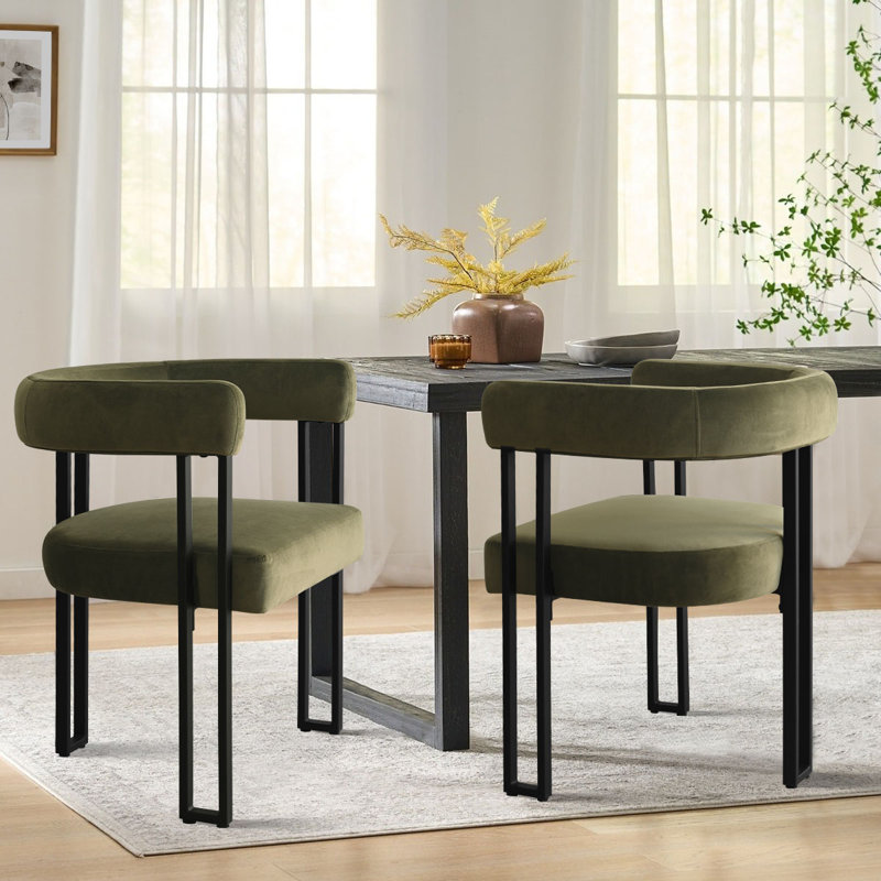 dulcine 18.5" seat height velvet upholstered kitchen dining armchair