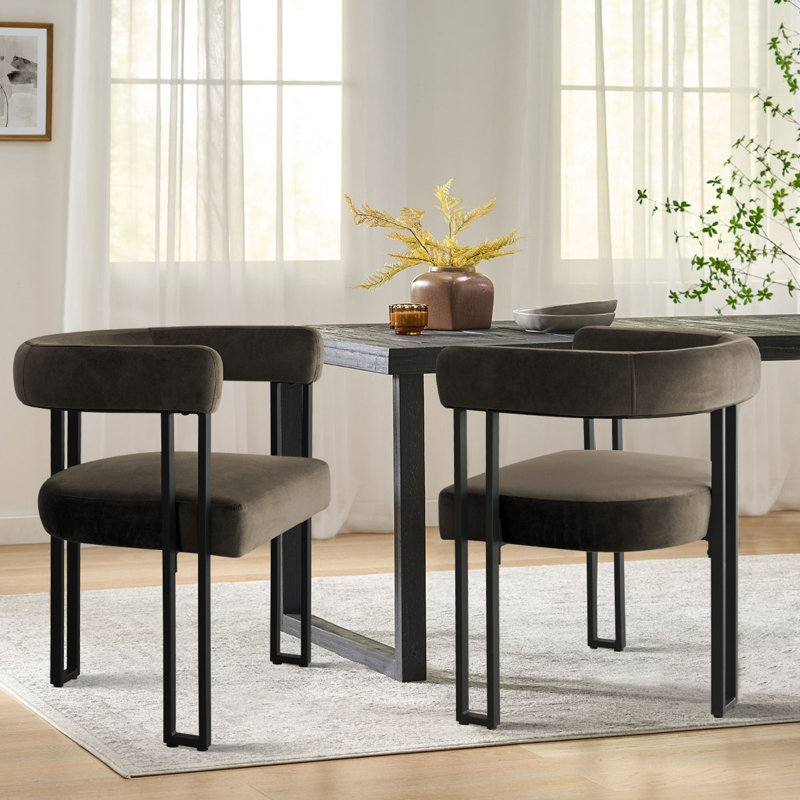 Dulcine 18.5" Seat Height Velvet Upholstered Kitchen Dining Armchair