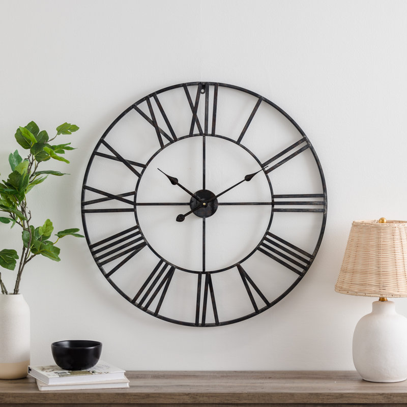 solange round metal farmhouse wall clock