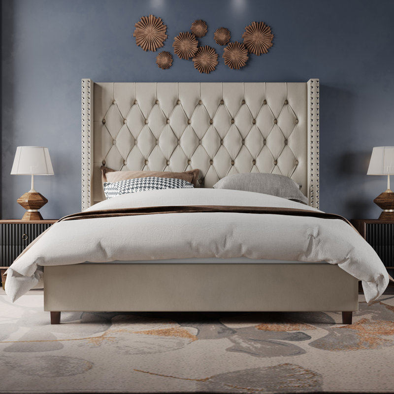 Queen Duluth Upholstered Wingback Bed