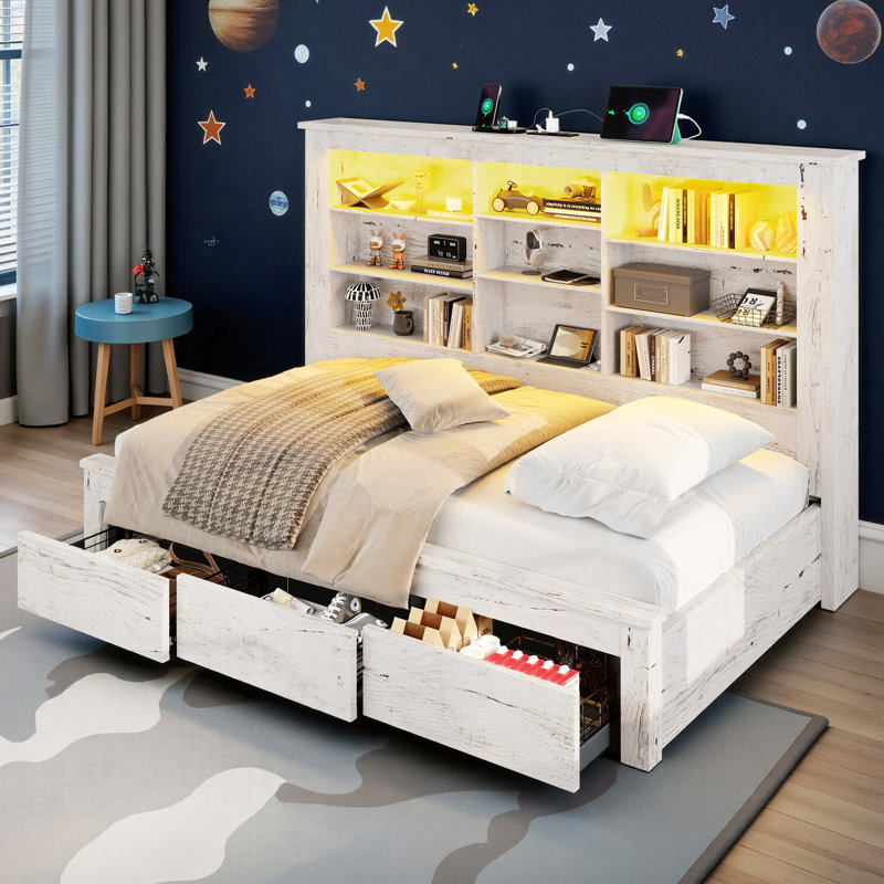 Daybed With Led Headboard, Usb Charging Station And 3 Storage Drawers, Rustic Farmhouse Style
SIMILAR 
INCOMPLETE 