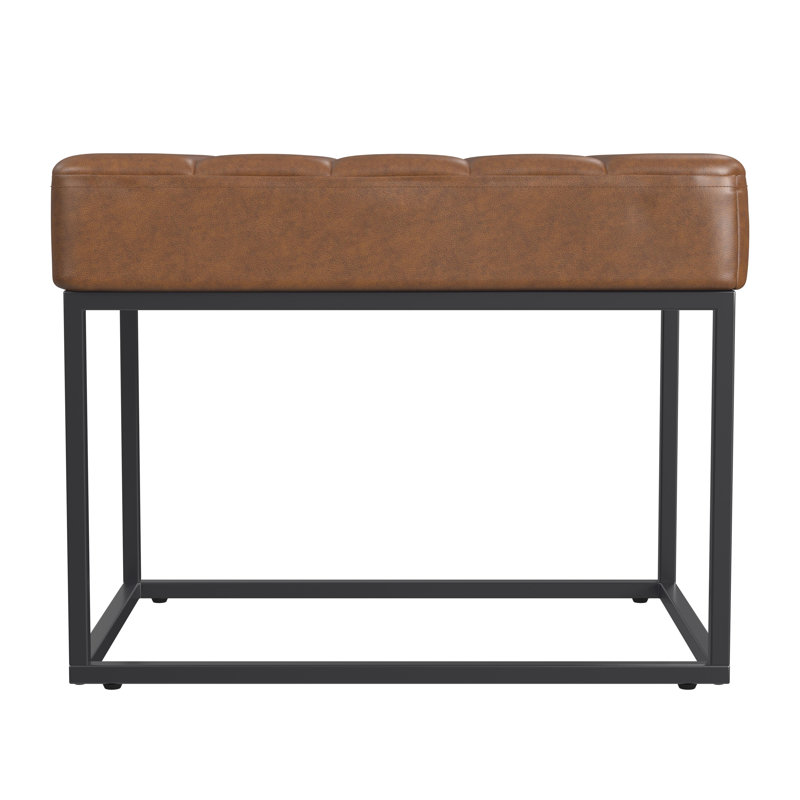 Homepop Theodore Small Ottoman - Faux Leather