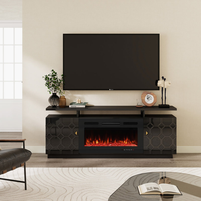 Araneli 70.08'' W Storage TV Stand with Electric Fireplace