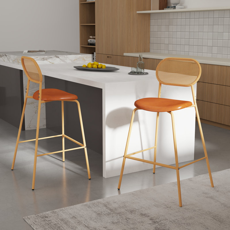 28 inch counter height bar stool, upholstered seat with back for kitchen/bar (set of 2) (set of 2)