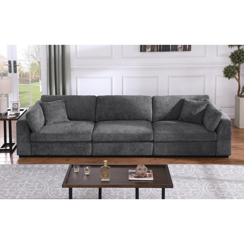 Squared Arm Wide Seat Upholstered Sofa