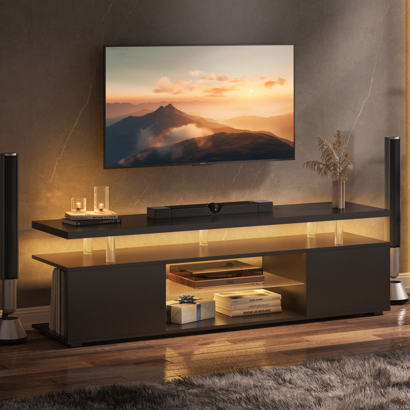 Gupton TV Stand for 60 Inch TV LED Gaming Entertainment Center Media Storage Console Table with Large Side Cabinet for Living Room