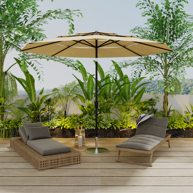 11ft 3-tier ventilation outdoor patio umbrella with crank & tilt incomplete 