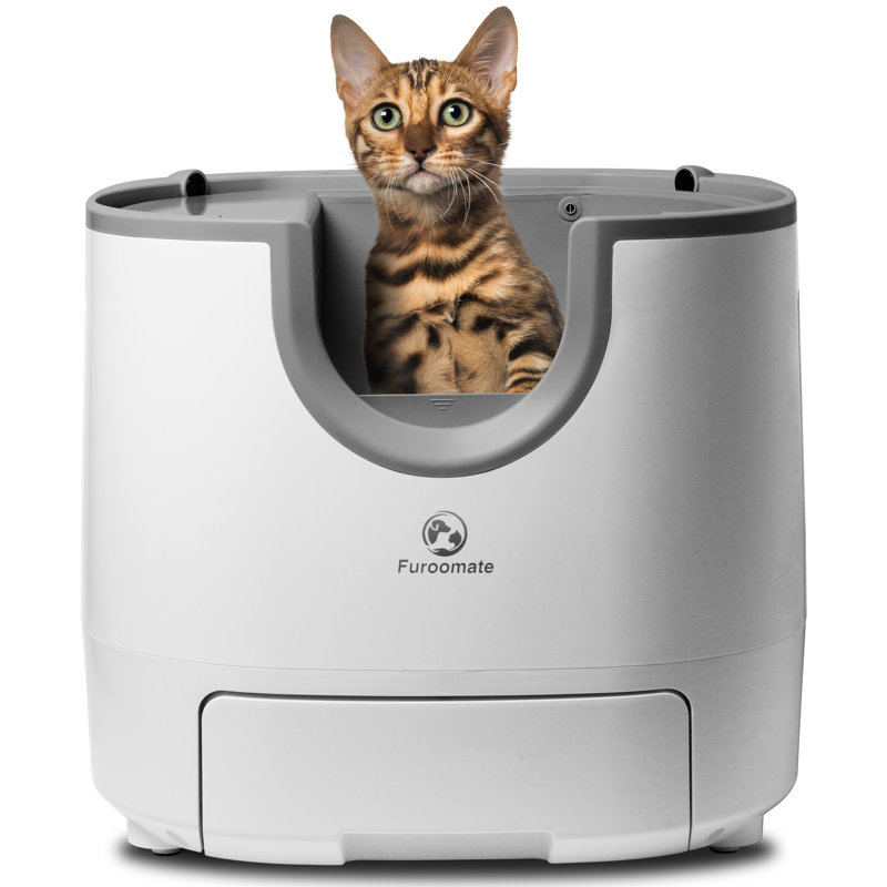 Furoomate Open Self Cleaning Cat Litter Box, Smart Automatic Litter Box Safety Protection, Smart Robot Litter Box (The stepper stage is not included in the machine package)