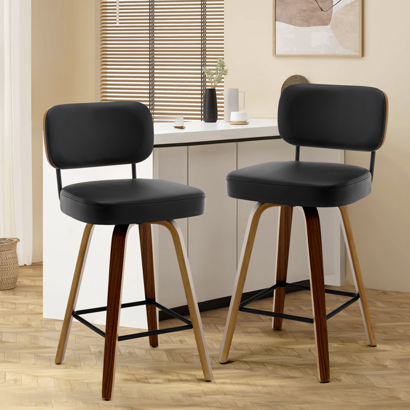 logreira swivel upholstered counter & bar height stool (set of 2)
