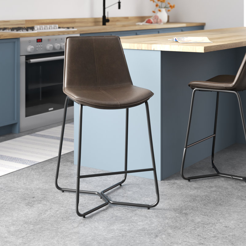 Alivia Upholstered Counter Stool with Metal Frame (Set of 2)