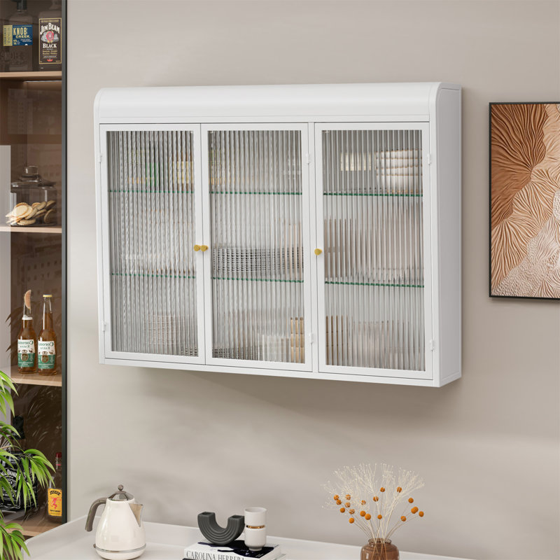 3 Door Arched Wall Mounted Glass Cabinets,Kitchen Cabinet,Bathroom Cabinet