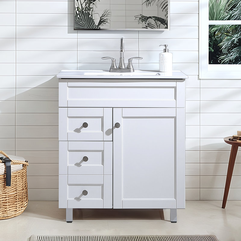 Taziyah 30" Modern Free-standing Single Bathroom Vanity Set With Ceramic Top