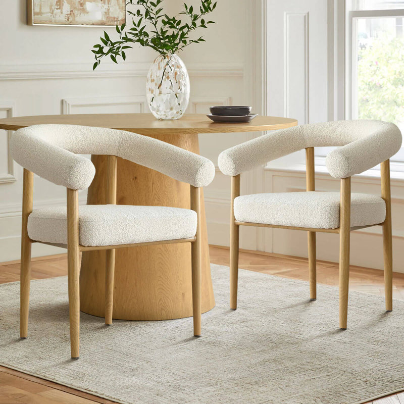 Solaze Set of 2 Beige Dining Chairs with Arm (Set of 2)