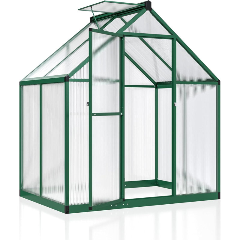 6 ft. W x 4 ft. D Greenhouse for Outdoors, with Quick Setup Structure and Roof Vent, Green