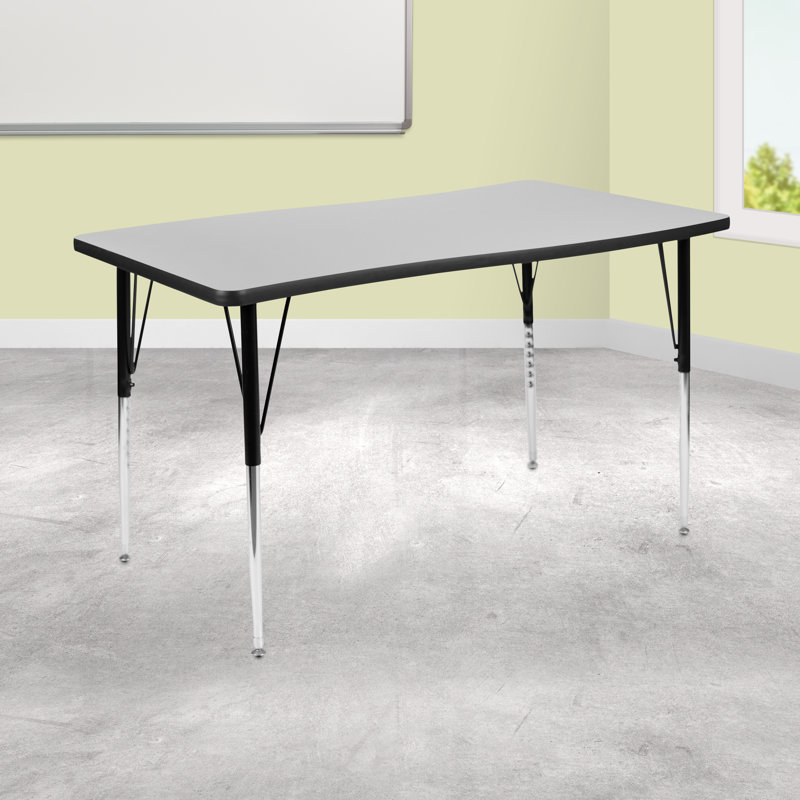 Goddard 28"W x 47.5"L Rectangular Wave Collaborative Grey Adjustable Height Activity Table