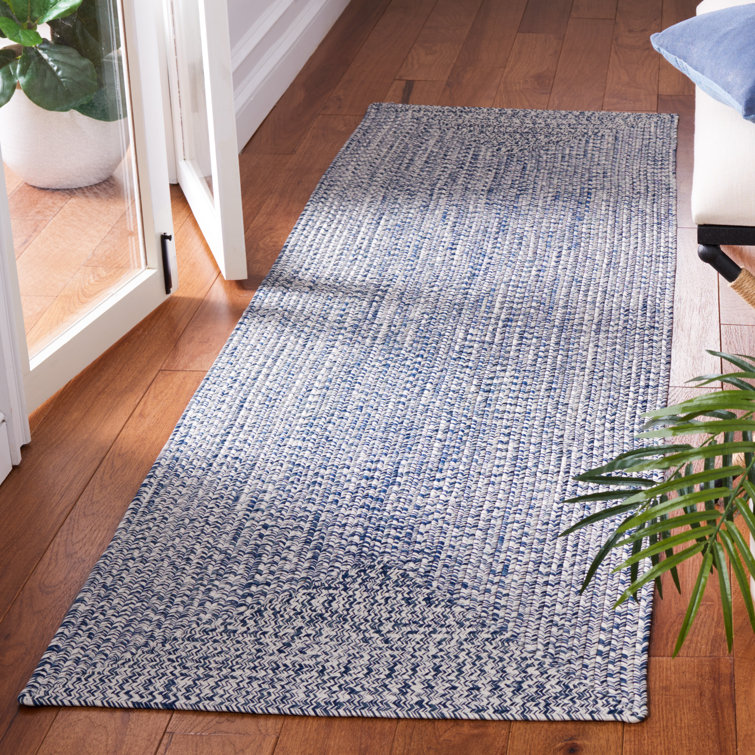 MAY NOT BE EXACT Trombetta Hand Woven Area Rug in Dark Blue/Ivory
