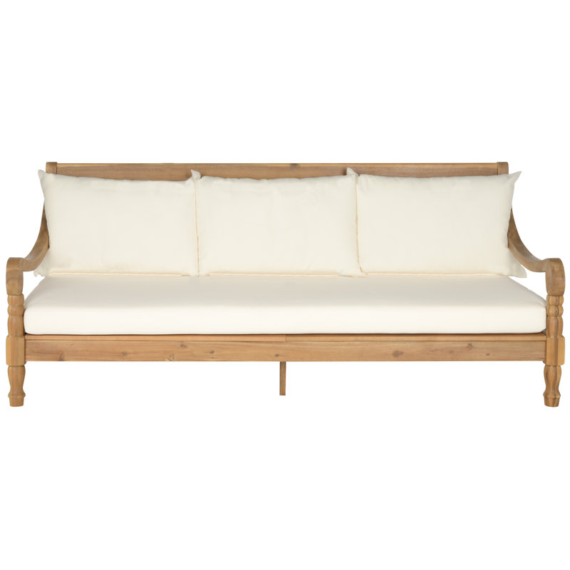 71.7'' Wide Straight Acacia Patio Daybed with Cushions