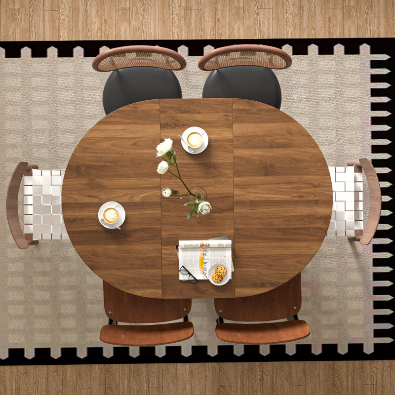 Extendable Dining Table For 4-6 People, Round Dining Table