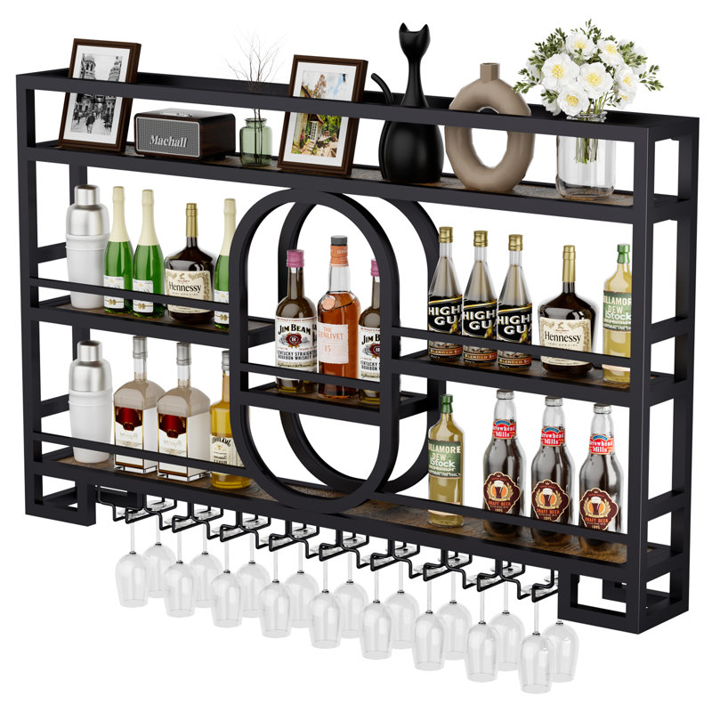 3-Tiers Wine Rack Wall Mounted No LED