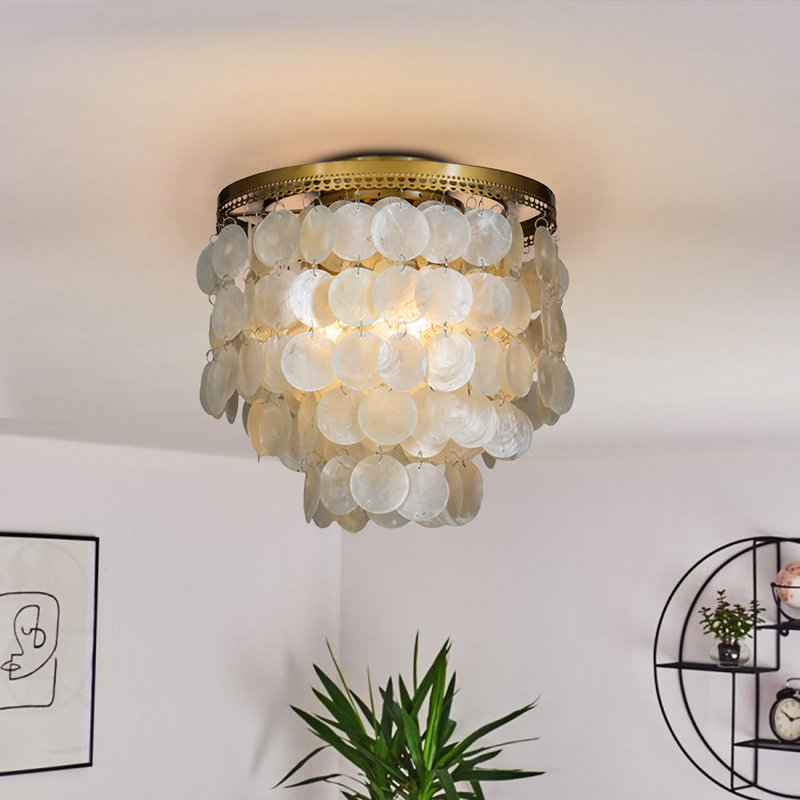 Mahaley 3-Light Coastal Capiz Seashell Flush Mount Ceiling Light