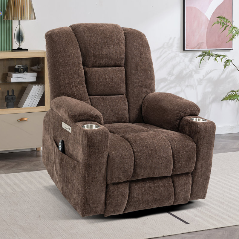 Power lift chair Recliners Infinite Position Recliner With Heated Massage, Metal Cup Holder, Usb And Type-c Charging Port