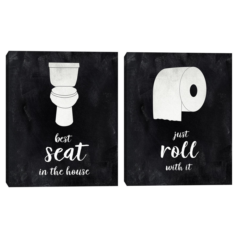 Best Seat & Roll - Bathroom Wall Art Canvas Print, 2 Piece Set