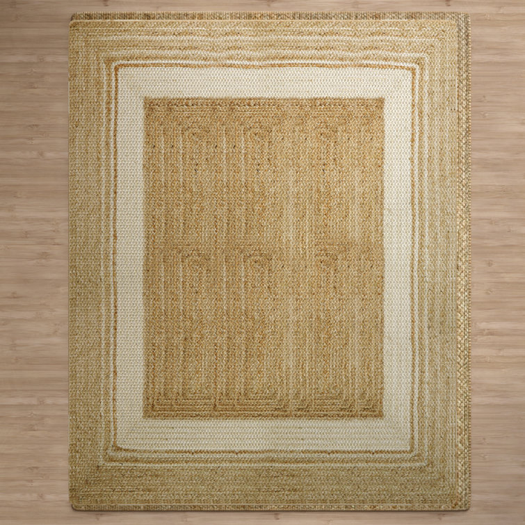 kayleigh jute hand braided zigzag stitch natural fibers farmhouse style area rug for dining room living room kitchen, off white/natural